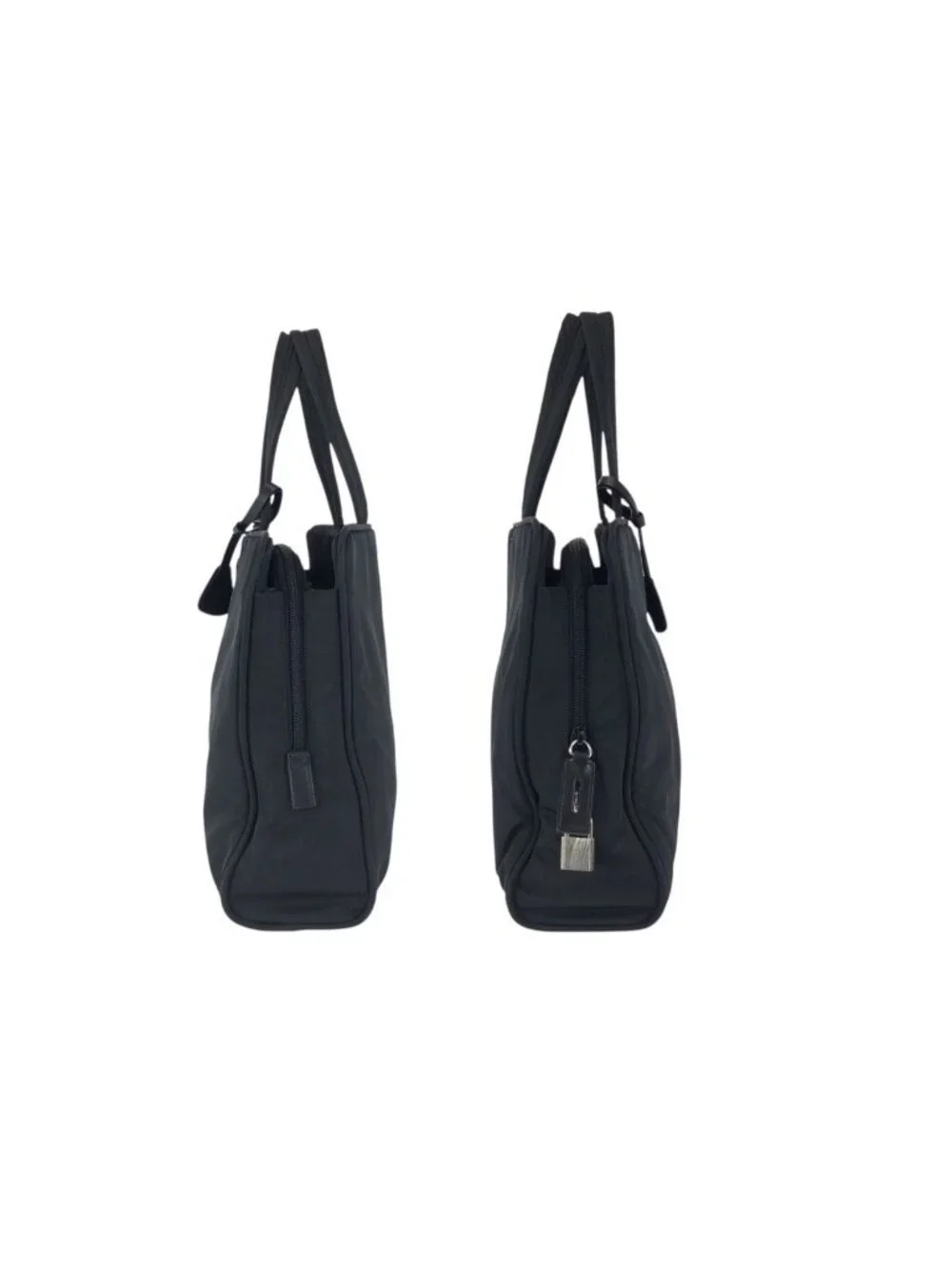 Prada Tessuto Black Silver Nylon Business Bag